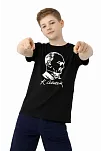 Erkek Çocuk Atatürk Baskılı Tişört Kısa Kollu Bisiklet Yaka T-shirt - Siyah