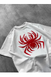 Erkek Örümcek Baskılı Tişört Kısa Kollu Bisiklet Yaka T-shirt - Beyaz