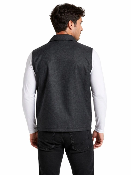 Erkek Fermuarlı Yelek 4 Cepli (iç Cepli) İç Astarlı Günlük Rahat Kalıp - Antrasit
