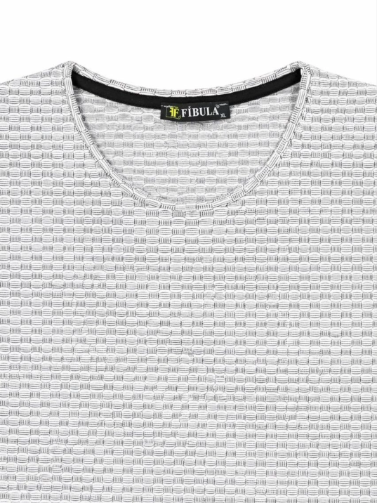 Erkeklikralı Dokulu Uzun Kollu Tişört Oval Kesim - Gri