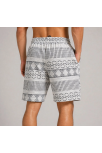 Erkek Dokuma Etnik Desenli Şort Lastikli Bel Bağcıklı Cepli Yazlık Rahat - Gri