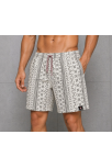 Erkek Dokuma Şort Etnik Desenli Lastikli Bağcıklı Bel Cepli Yazlık Rahat - Bej