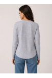 Kadın Likralı Dokulu Uzun Kollu Tişört Oval Kesim Rahat Kalıp Bluz - Gri