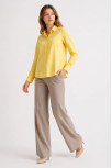 Kadın Uzun Kol Gömlek Düğmeli Klasik Yaka Günlük Ve Ofis Şıklığına Uygun - Sarı