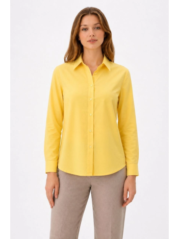 Kadın Uzun Kol Gömlek Düğmeli Klasik Yaka Günlük Ve Ofis Şıklığına Uygun - Sarı