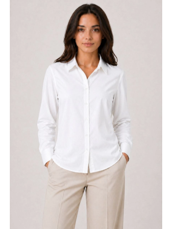 Kadın Uzun Kol Gömlek Düğmeli Klasik Yaka Günlük Ve Ofis Şıklığına Uygun - Beyaz