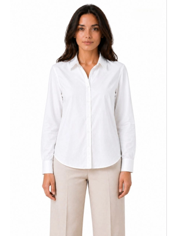 Kadın Uzun Kol Gömlek Düğmeli Klasik Yaka Günlük Ve Ofis Şıklığına Uygun - Beyaz