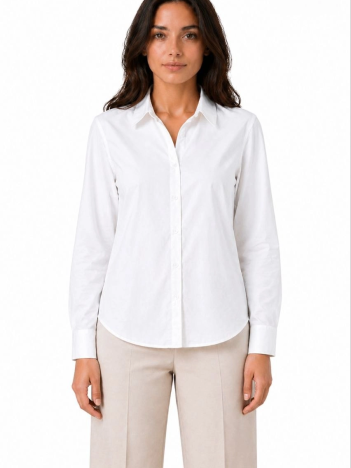 Kadın Uzun Kol Gömlek Düğmeli Klasik Yaka Günlük Ve Ofis Şıklığına Uygun - Beyaz