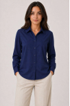 Kadın Uzun Kol Gömlek Düğmeli Klasik Yaka Günlük Ve Ofis Şıklığına Uygun - Lacivert