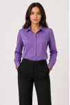 Kadın Uzun Kol Gömlek Düğmeli Klasik Yaka Günlük Ve Ofis Şıklığına Uygun - Mor