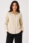 Kadın Uzun Kol Gömlek Düğmeli Klasik Yaka Günlük Ve Ofis Şıklığına Uygun - Bej