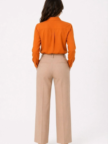 Kadın Uzun Kol Gömlek Düğmeli Klasik Yaka Günlük Ve Ofis Şıklığına Uygun - Turuncu