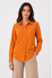Kadın Uzun Kol Gömlek Düğmeli Klasik Yaka Günlük Ve Ofis Şıklığına Uygun - Turuncu