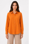 Kadın Uzun Kol Gömlek Düğmeli Klasik Yaka Günlük Ve Ofis Şıklığına Uygun - Turuncu