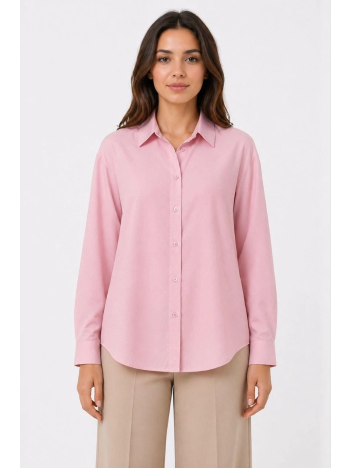 Kadın Uzun Kol Gömlek Düğmeli Klasik Yaka Günlük Ve Ofis Şıklığına Uygun - Toz Pembe
