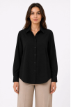 Kadın Uzun Kol Gömlek Düğmeli Klasik Yaka Günlük Ve Ofis Şıklığına Uygun - Siyah