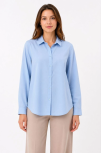 Kadın Uzun Kol Gömlek Düğmeli Klasik Yaka Günlük Ve Ofis Şıklığına Uygun - Açık Mavi