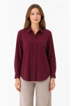 Kadın Uzun Kol Gömlek Düğmeli Klasik Yaka Günlük Ve Ofis Şıklığına Uygun - Bordo