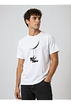 Erkek Astronot Ay Temalı Tişört Kısa Kol Yazlık Bisiklet Yaka T-shirt - Beyaz