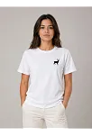 Kadın Minimal Geyik Logolu Tişört Bisiklet Yaka Kısa Kol Yazlık T-shirt - Beyaz