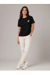 Kadın Minimal Geyik Logolu Tişört Bisiklet Yaka Kısa Kol Yazlık T-shirt - Siyah