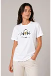 Kadın Müzik Temalı Baskılı Tişört Bisiklet Yaka Kısa Kol T-shirt - Beyaz Kadın Müzik Temalı Baskılı Tişört Bisiklet Yaka Kısa Kol T-shirt - Beyaz