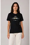 Kadın Müzik Temalı Baskılı Tişört Bisiklet Yaka Kısa Kol T-shirt - Siyah Kadın Müzik Temalı Baskılı Tişört Bisiklet Yaka Kısa Kol T-shirt - Siyah