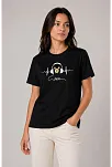 Kadın Müzik Temalı Baskılı Tişört Bisiklet Yaka Kısa Kol T-shirt - Siyah Kadın Müzik Temalı Baskılı Tişört Bisiklet Yaka Kısa Kol T-shirt - Siyah