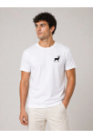 Erkek Minimal Geyik Logolu Tişört Bisiklet Yaka Kısa Kol Yazlık T-shirt - Beyaz