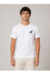 Erkek Minimal Geyik Logolu Tişört Bisiklet Yaka Kısa Kol Yazlık T-shirt - Beyaz