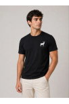 Erkek Minimal Geyik Logolu Tişört Bisiklet Yaka Kısa Kol Yazlık T-shirt - Siyah