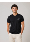 Erkek Minimal Geyik Logolu Tişört Bisiklet Yaka Kısa Kol Yazlık T-shirt - Siyah