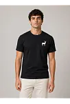 Erkek Minimal Geyik Logolu Tişört Bisiklet Yaka Kısa Kol Yazlık T-shirt - Siyah