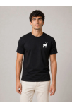 Erkek Minimal Geyik Logolu Tişört Bisiklet Yaka Kısa Kol Yazlık T-shirt - Siyah