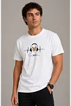 Erkek Müzik Temalı Baskılı Tişört Bisiklet Yaka Kısa Kol T-shirt - Beyaz Erkek Müzik Temalı Baskılı Tişört Bisiklet Yaka Kısa Kol T-shirt - Beyaz