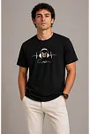 Erkek Müzik Temalı Baskılı Tişört Bisiklet Yaka Kısa Kol T-shirt - Siyah Erkek Müzik Temalı Baskılı Tişört Bisiklet Yaka Kısa Kol T-shirt - Siyah