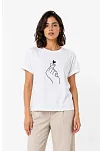 Kadın Kore Parmak Kalp Aşk Temalı Minimal Baskılı Tişört Yazlık Kısa Kol T-shirt - Beyaz Kadın Kore Parmak Kalp Aşk Temalı Minimal Baskılı Tişört Yazlık Kısa Kol T-shirt - Beyaz