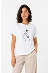Kadın Kore Parmak Kalp Aşk Temalı Minimal Baskılı Tişört Yazlık Kısa Kol T-shirt - Beyaz Kadın Kore Parmak Kalp Aşk Temalı Minimal Baskılı Tişört Yazlık Kısa Kol T-shirt - Beyaz