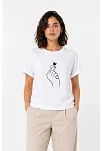 Kadın Kore Parmak Kalp Aşk Temalı Minimal Baskılı Tişört Yazlık Kısa Kol T-shirt - Beyaz Kadın Kore Parmak Kalp Aşk Temalı Minimal Baskılı Tişört Yazlık Kısa Kol T-shirt - Beyaz