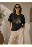 Kadın Motosiklet Baskılı Tişört Bisiklet Yaka Kısa Kol Yazlık T-shirt - Siyah