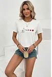 Kadın Minimal Kalp İşaret Baskılı Tişört Kısa Kol Yazlık T-shirt - Beyaz Kadın Minimal Kalp İşaret Baskılı Tişört Kısa Kol Yazlık T-shirt - Beyaz