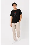 Erkek Kore Parmak Kalp Aşk Temalı Minimal Baskılı Tişört Yazlık Kısa Kol T-shirt - Siyah