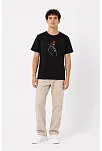 Erkek Kore Parmak Kalp Aşk Temalı Minimal Baskılı Tişört Yazlık Kısa Kol T-shirt - Siyah