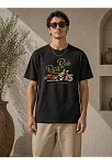 Erkek Motosiklet Baskılı Tişört Bisiklet Yaka Kısa Kol Yazlık T-shirt - Siyah