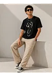 Erkek Kuğu Figürlü Soru İşareti Baskılı Tişört Kısa Kol T-shirt - Siyah Erkek Kuğu Figürlü Soru İşareti Baskılı Tişört Kısa Kol T-shirt - Siyah