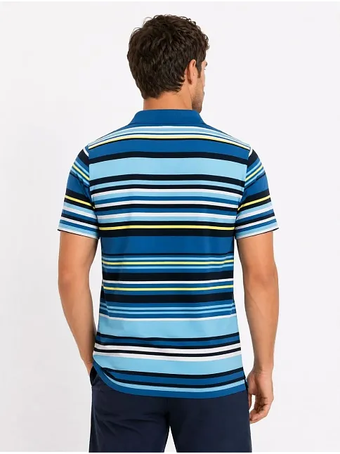 Erkek Çizgili Polo Yaka Tişört Kısa Kol Yazlık T-shirt Regular Fit - Mavi Erkek Çizgili Polo Yaka Tişört Kısa Kol Yazlık T-shirt Regular Fit - Mavi