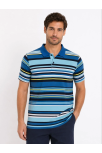 Erkek Çizgili Polo Yaka Tişört Kısa Kol Yazlık T-shirt Regular Fit - Mavi