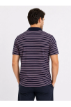 Erkek Pike Kumaş Gül Kurusu Çizgili Polo Yaka Tişört Kısa Kol T-shirt - Siyah