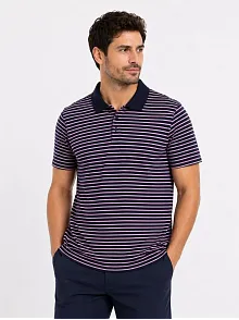 Erkek Pike Kumaş Gül Kurusu Çizgili Polo Yaka Tişört Kısa Kol T-shirt - Siyah