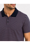 Erkek Pike Kumaş Gül Kurusu Çizgili Polo Yaka Tişört Kısa Kol T-shirt - Siyah